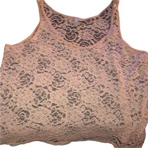 Frenchi size medium pink cropped lace camisole great under denim